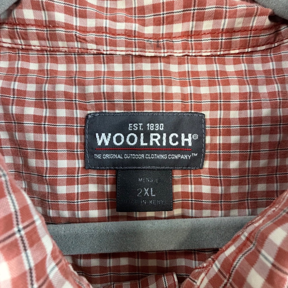 Woolrich Mens‎ 2XL Red Plaid Short Sleeve Button Down Shirt Modal Blend 6104 - Picture 4 of 10